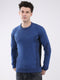 Men Blue Solid Round Neck Full Sleeve Pullover
