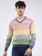 Men Multicolor Stripe V Neck Full Sleeve Pullover