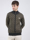 Men Green Self Design Mock Neck Full Sleeve Pullover