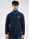 Men Blue Self Design Mock Neck Full Sleeve Jacket