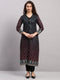 Women Maroon Printed Round Neck Full Sleeve Kurti Set for Winter