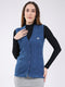Women Blue Self Design V Neck Sleeveless Cardigan