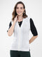 Women White Self Design V Neck Sleeveless Cardigan