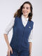 Women Blue Self Design V Neck Sleeveless Cardigan