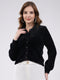 Women Black Self Design Collar Full Sleeve Cardigan