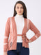 Women Pink Self Design Front Open Full Sleeve Cardigan