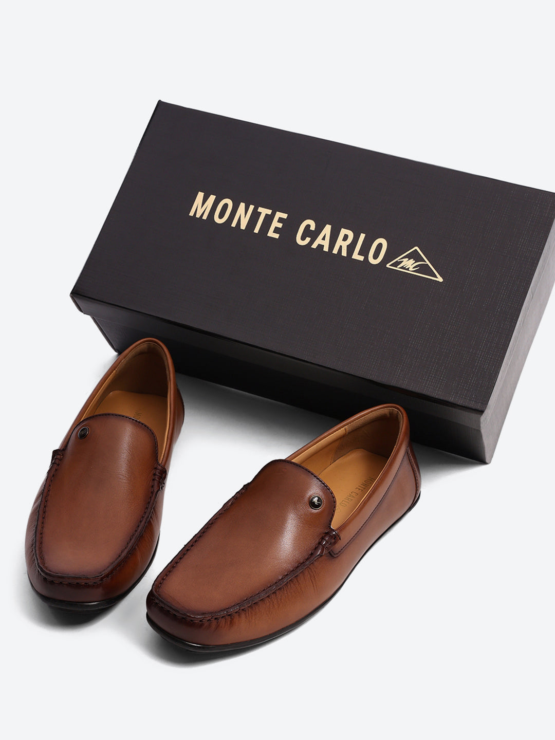 Men Tan Slip on Genuine Leather Loafers