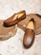 Men Tan Slip on Genuine Leather Loafers