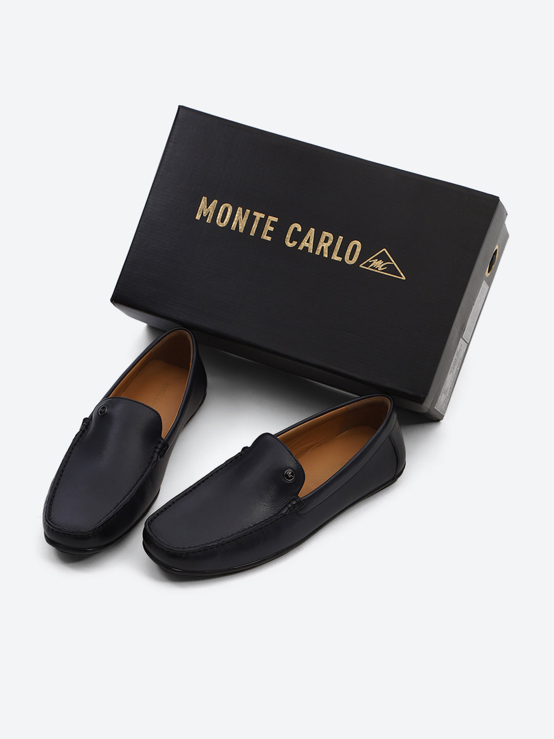 Men Dark Blue Slip on Genuine Leather Loafers