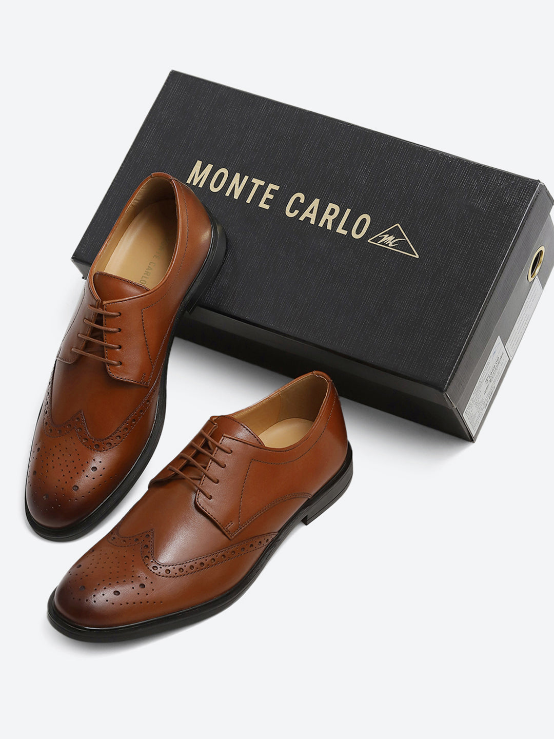 Men Tan Slip on Genuine Leather Formal Brogues
