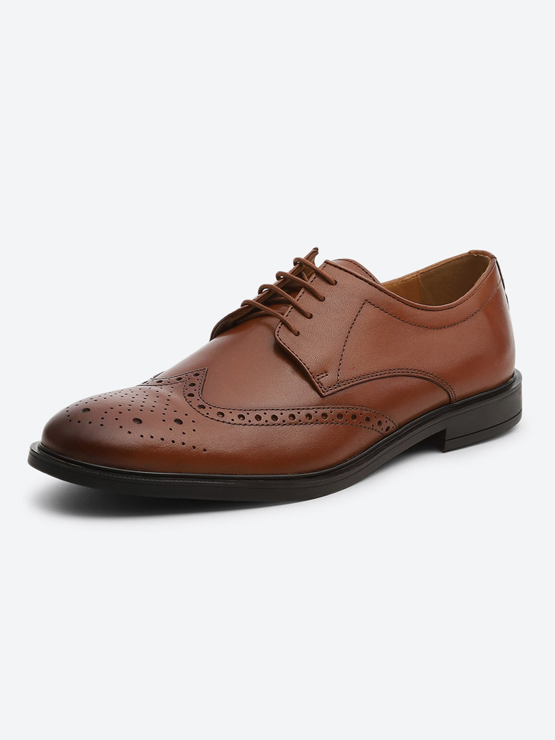 Men Tan Slip on Genuine Leather Formal Brogues