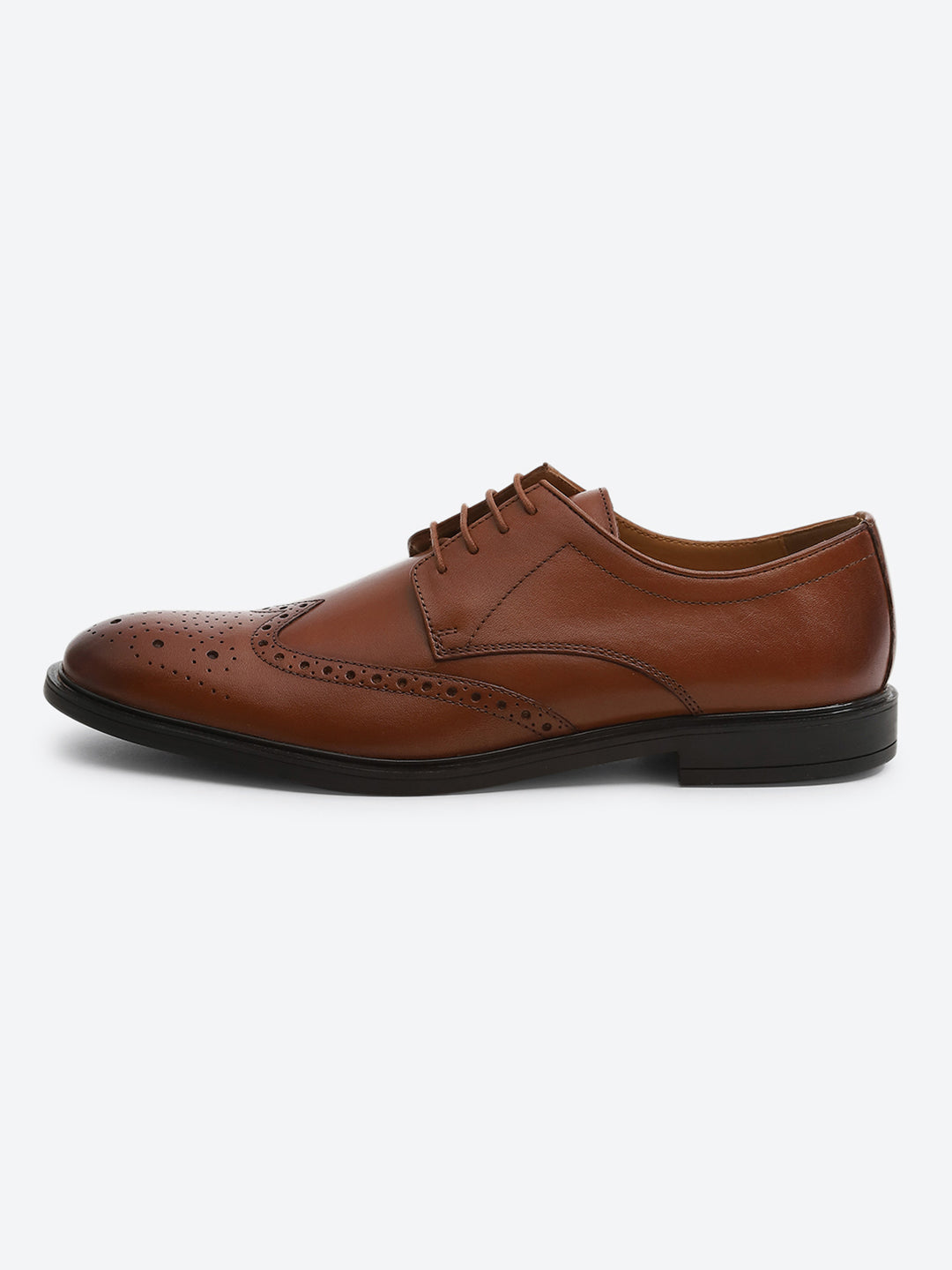 Men Tan Slip on Genuine Leather Formal Brogues