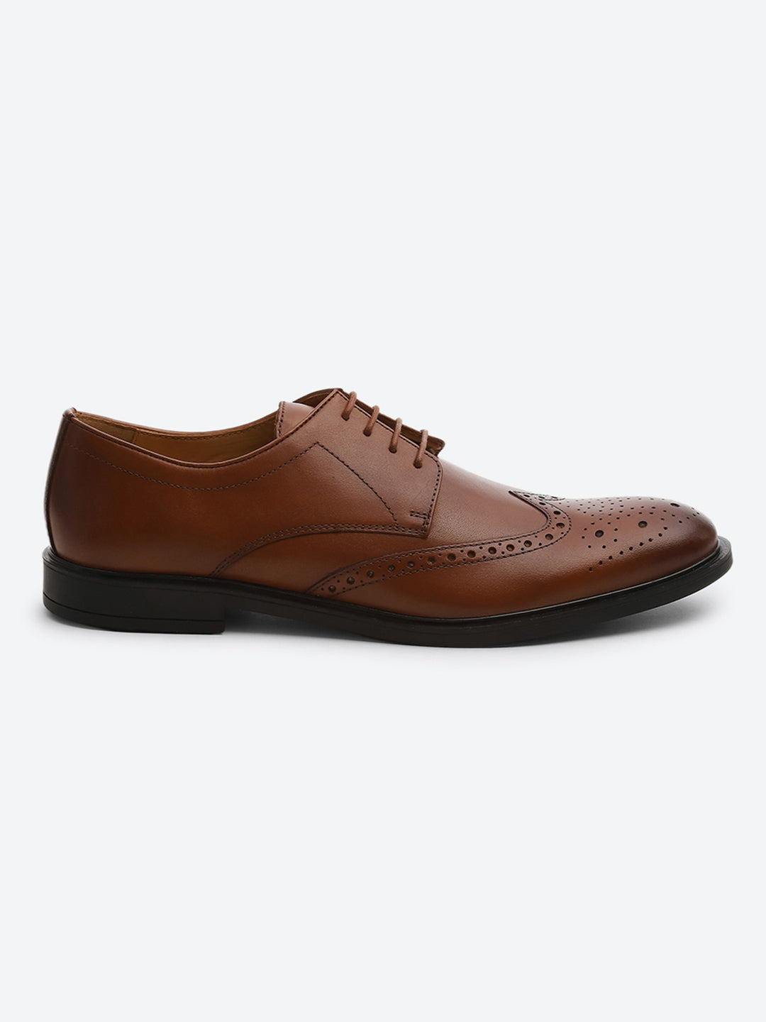 Men Tan Slip on Genuine Leather Formal Brogues
