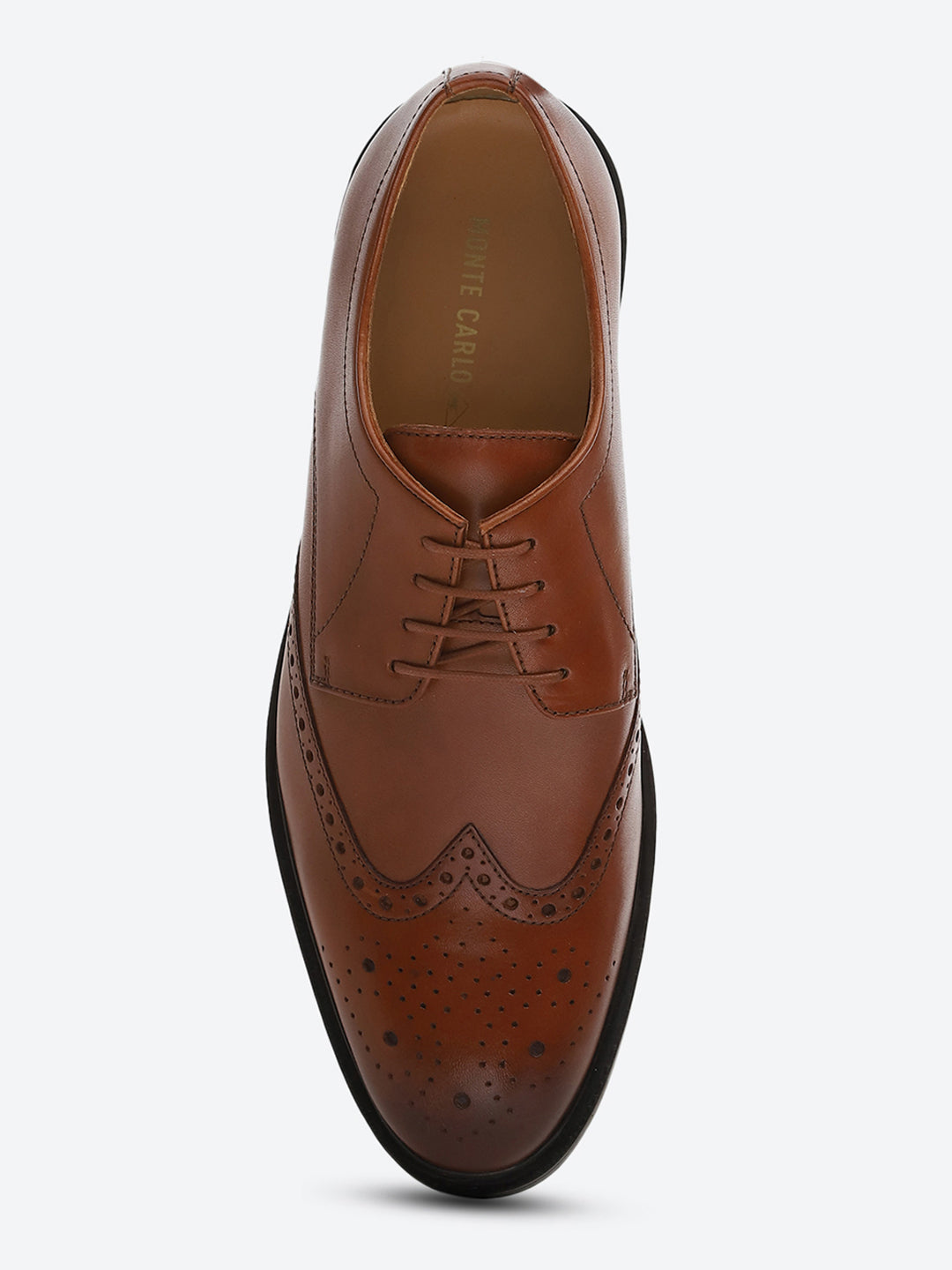 Men Tan Slip on Genuine Leather Formal Brogues