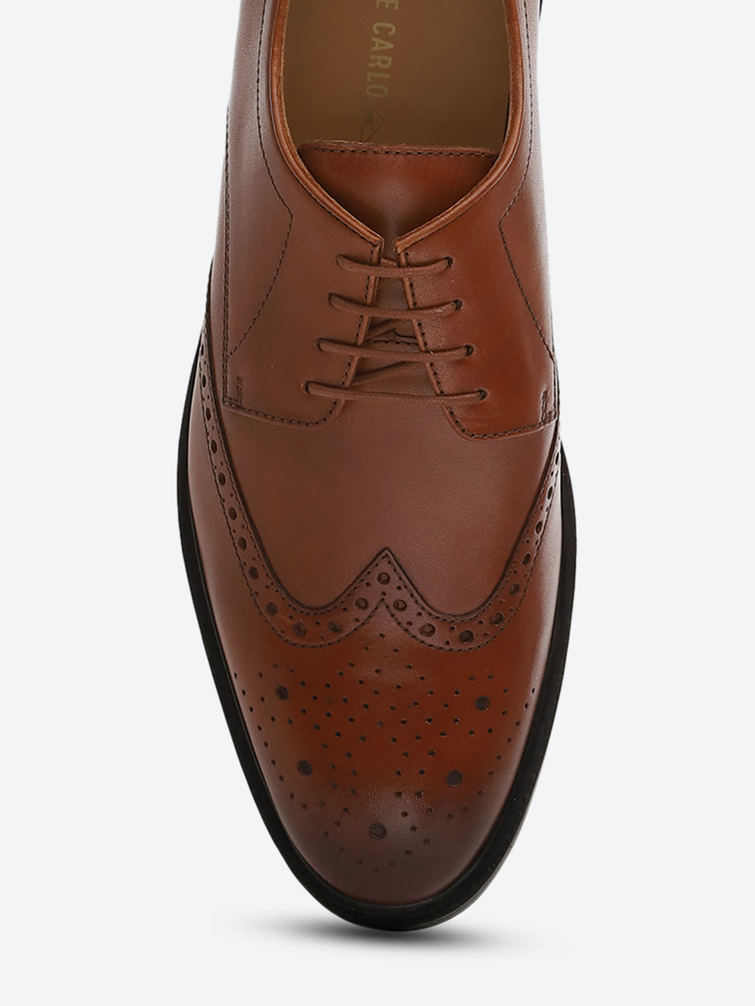 Men Tan Slip on Genuine Leather Formal Brogues