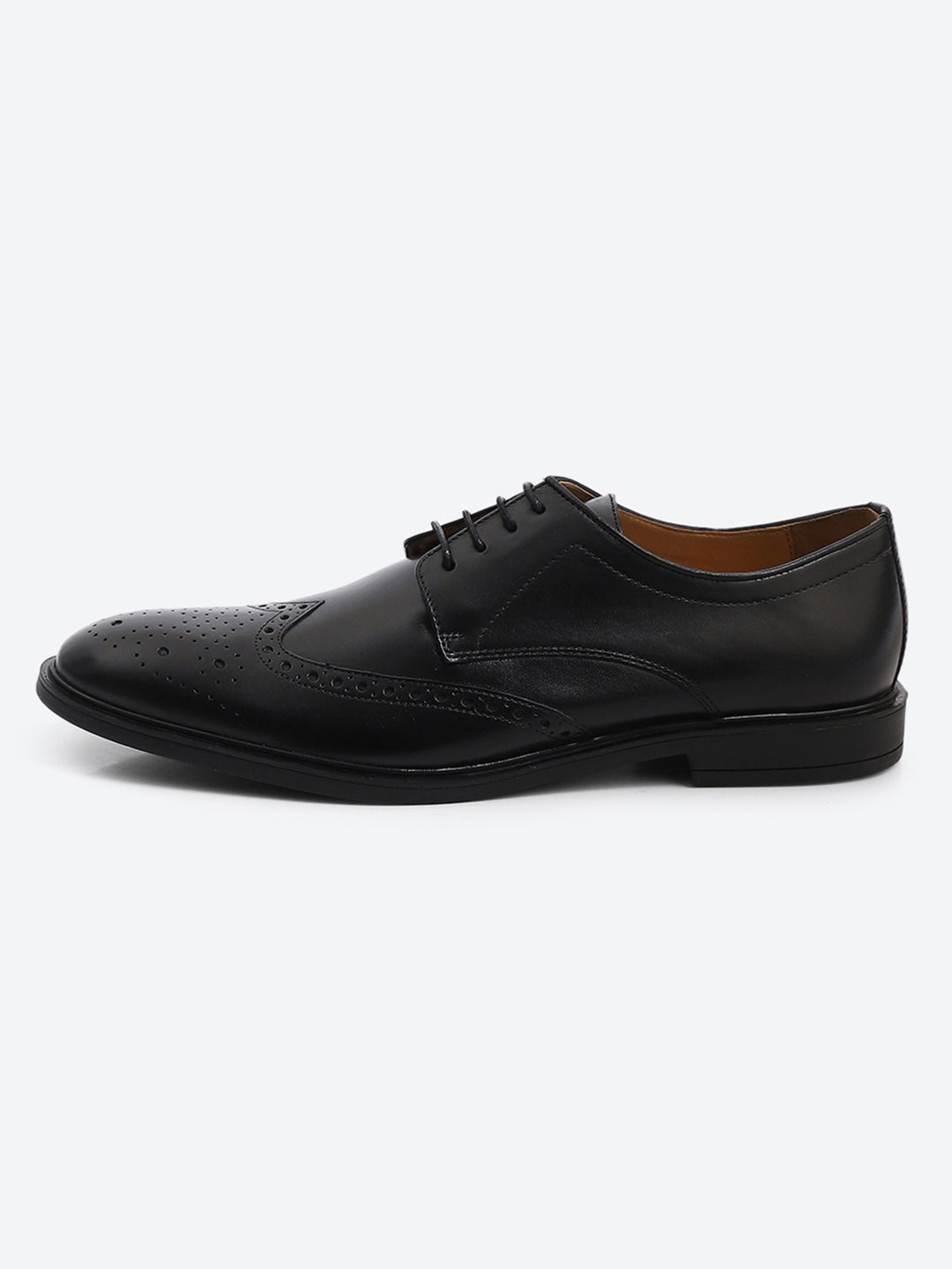 Men Black Slip on Genuine Leather Formal Brogues