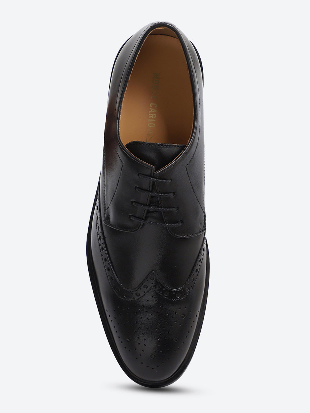 Men Black Slip on Genuine Leather Formal Brogues