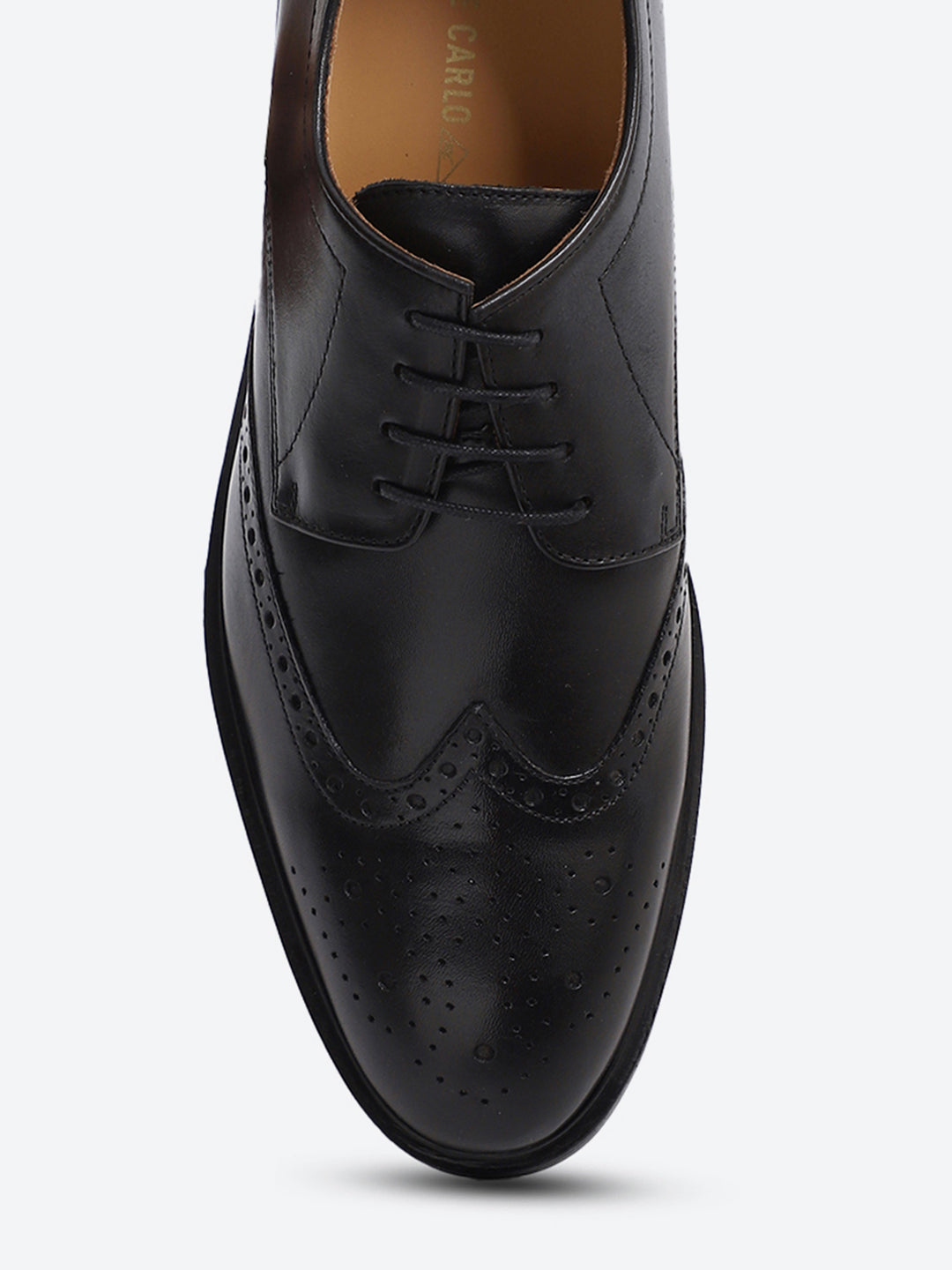 Men Black Slip on Genuine Leather Formal Brogues