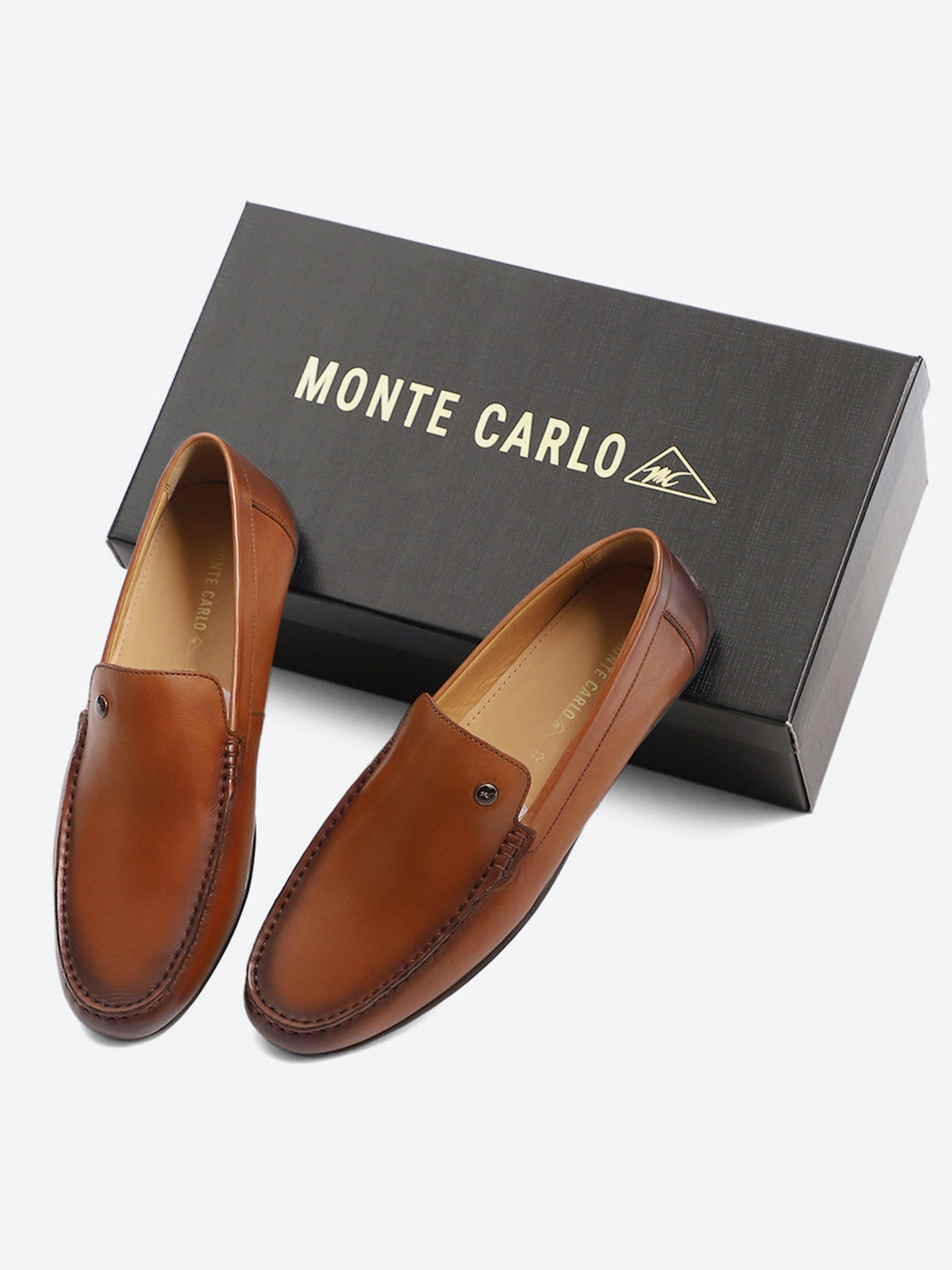 Men Tan Slip on Genuine Leather Loafers