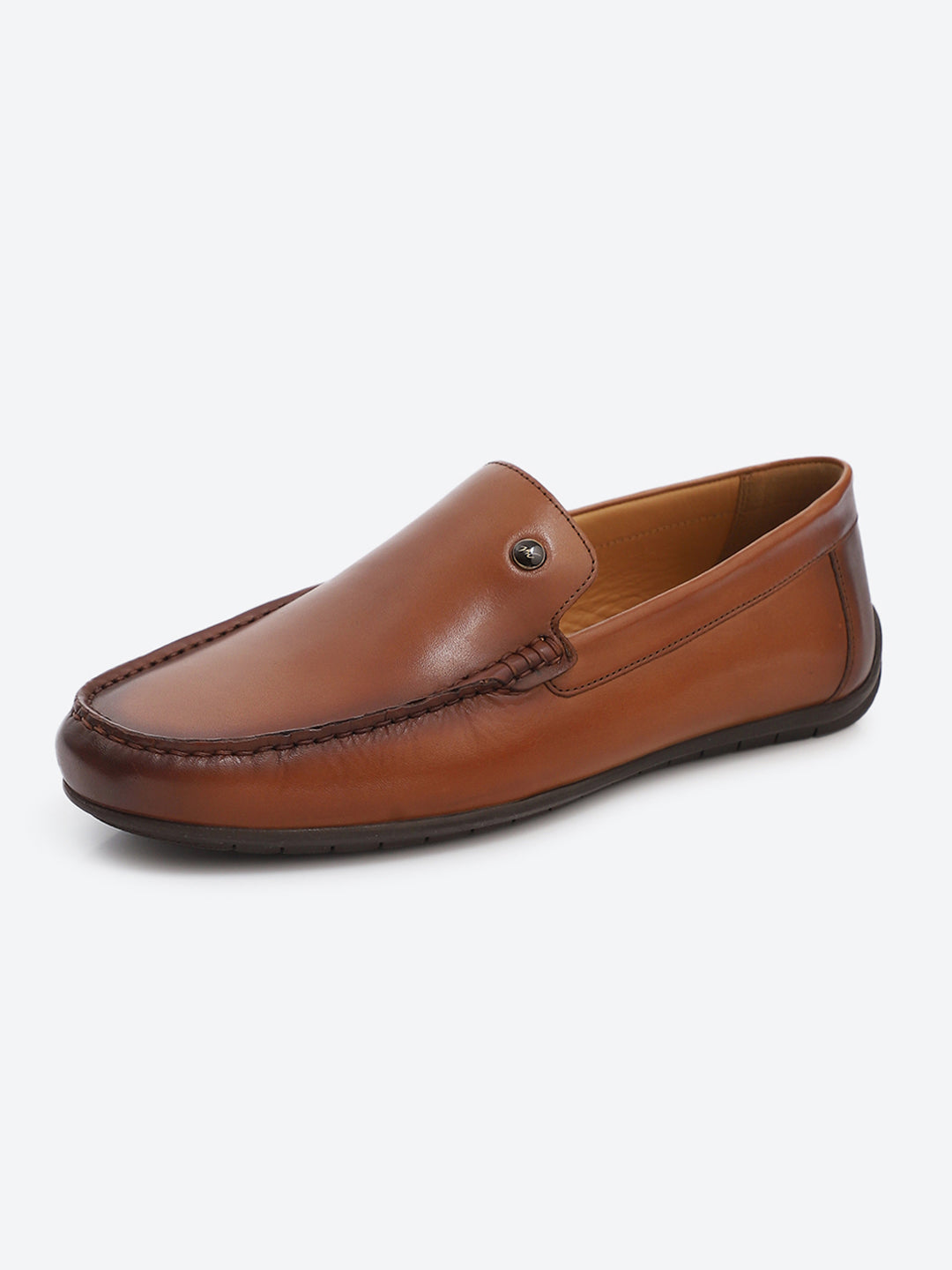 Men Tan Slip on Genuine Leather Loafers