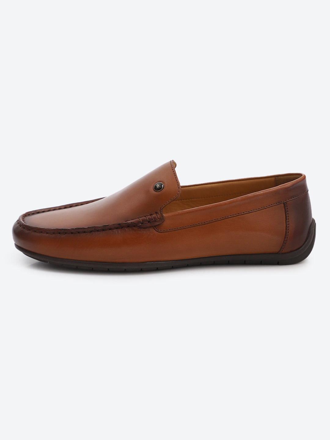 Men Tan Slip on Genuine Leather Loafers