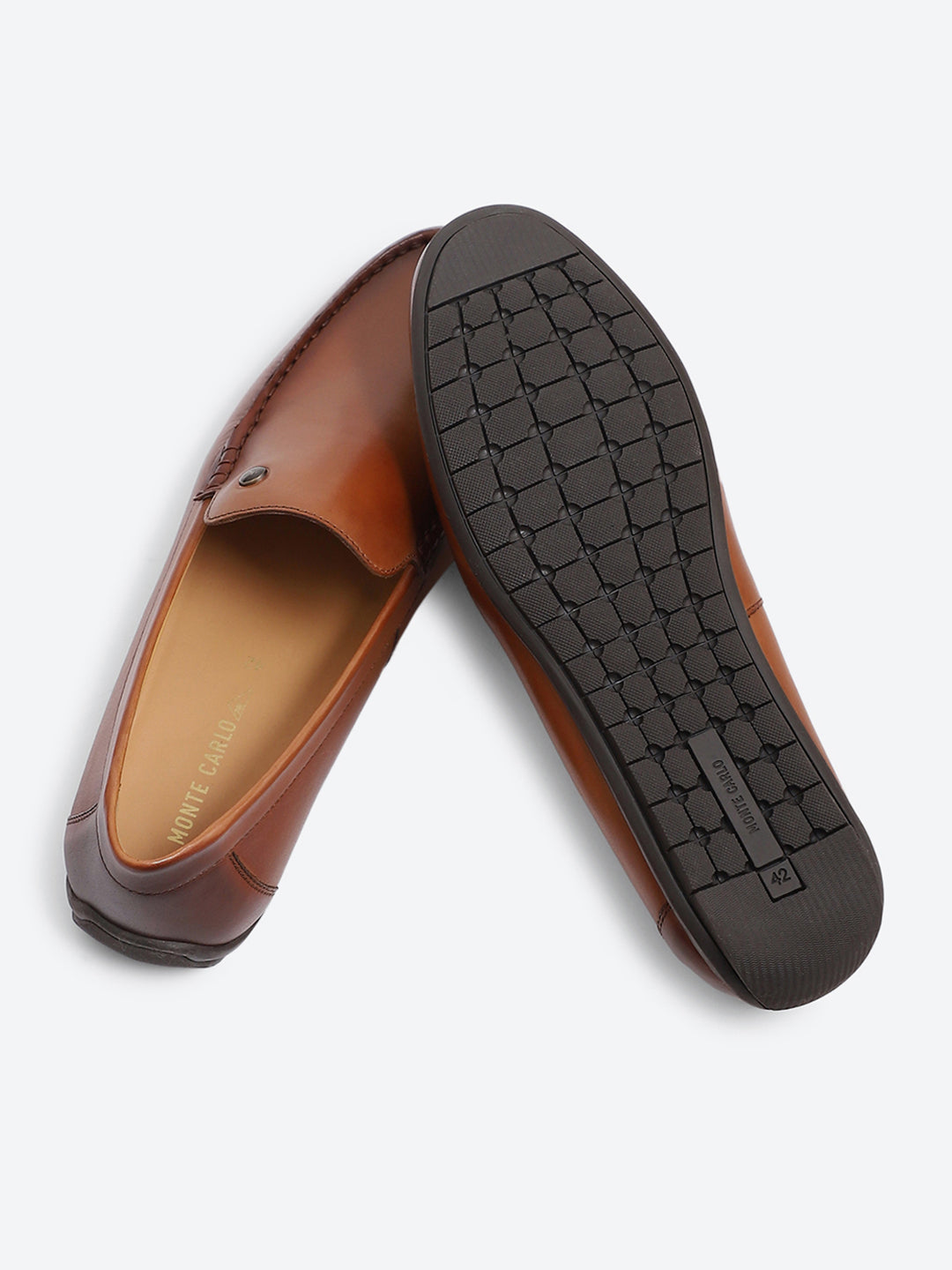 Men Tan Slip on Genuine Leather Loafers