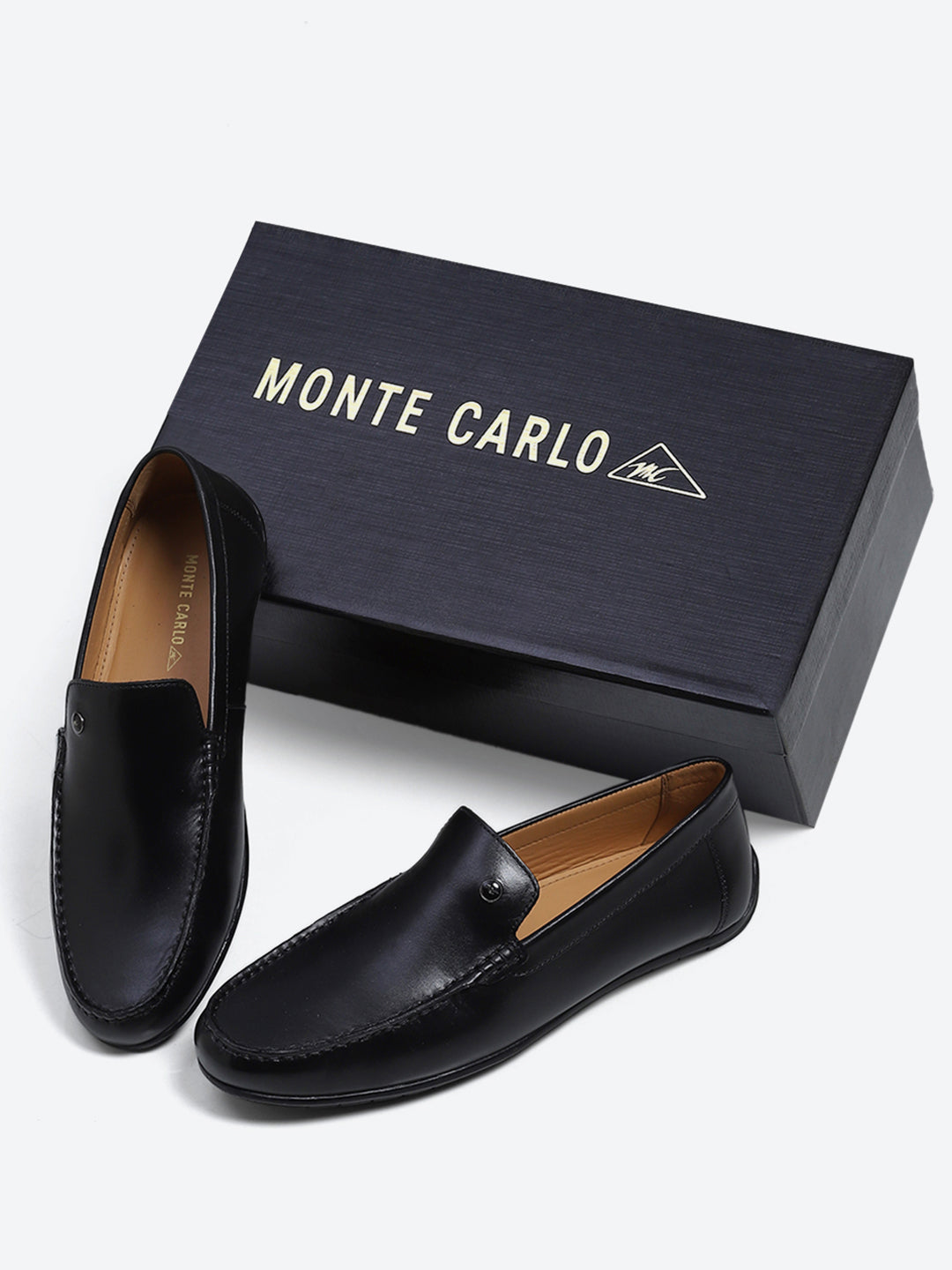 Men Black Slip on Genuine Leather Loafers