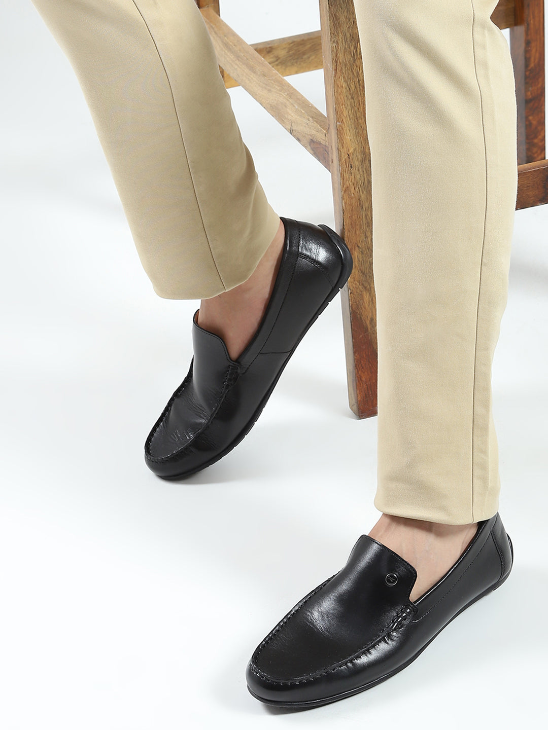 Men Black Slip on Genuine Leather Loafers