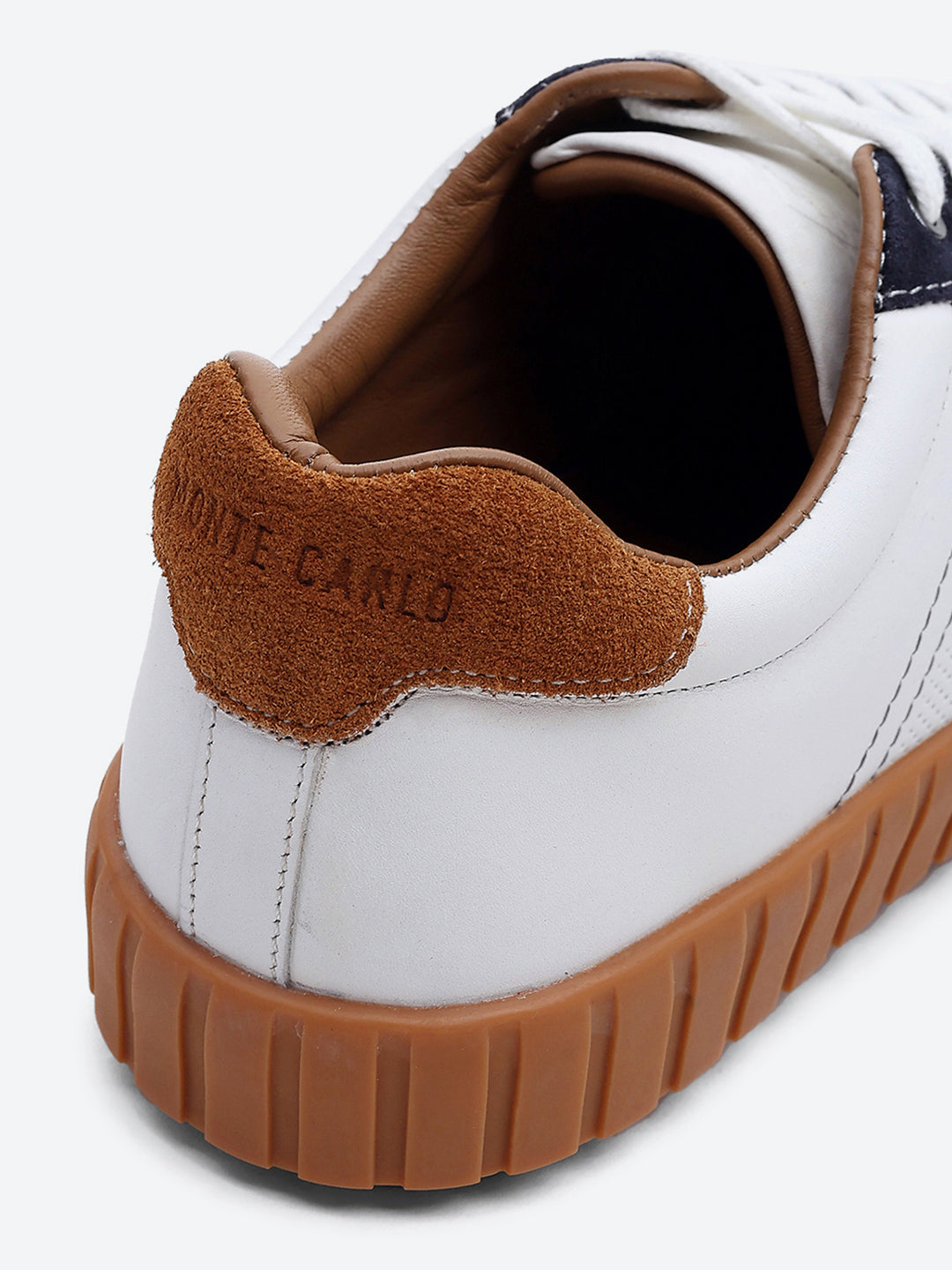 Men White Lace Up Genuine Leather Sneaker