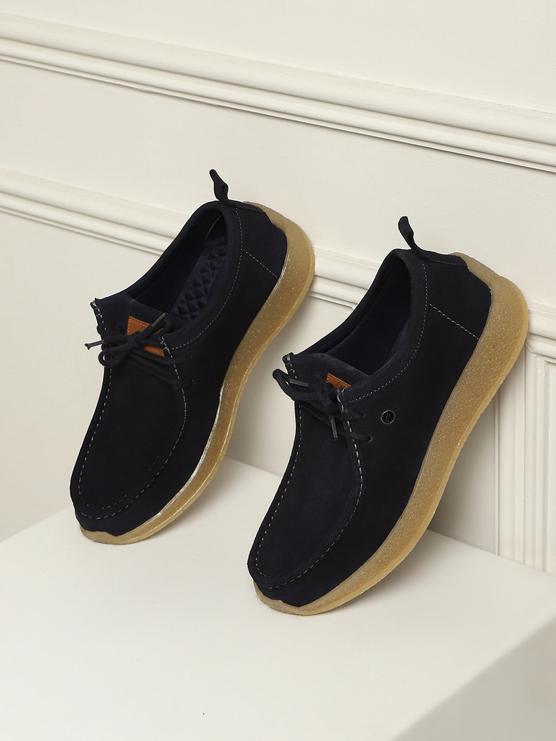 Monte Carlo Navy Blue Casual Moc-Toe-Lace Up Shoe for Men