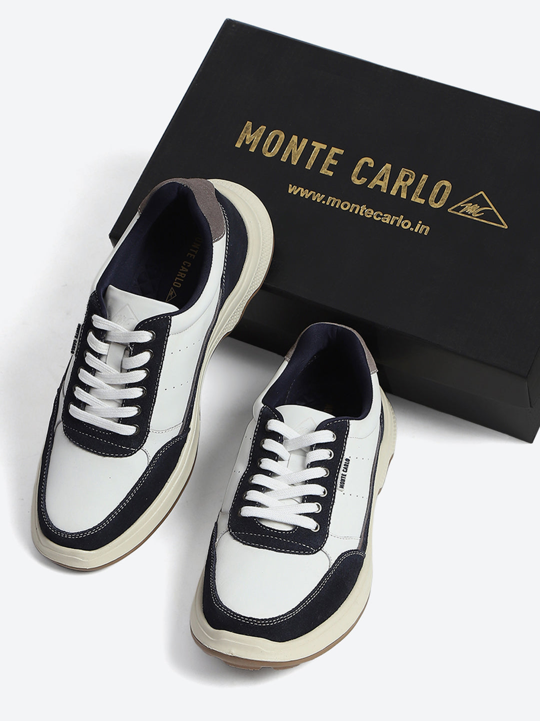 Monte Carlo White & Navy Blue Comfort Casual Sneakers for Men
