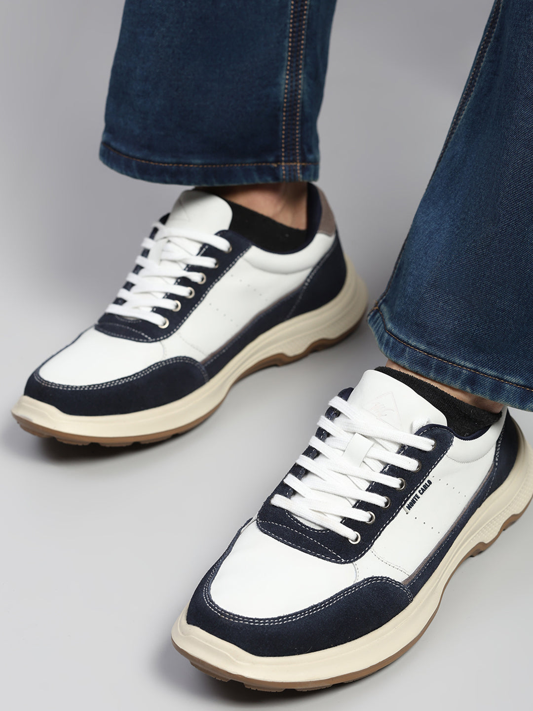 Monte Carlo White & Navy Blue Comfort Casual Sneakers for Men