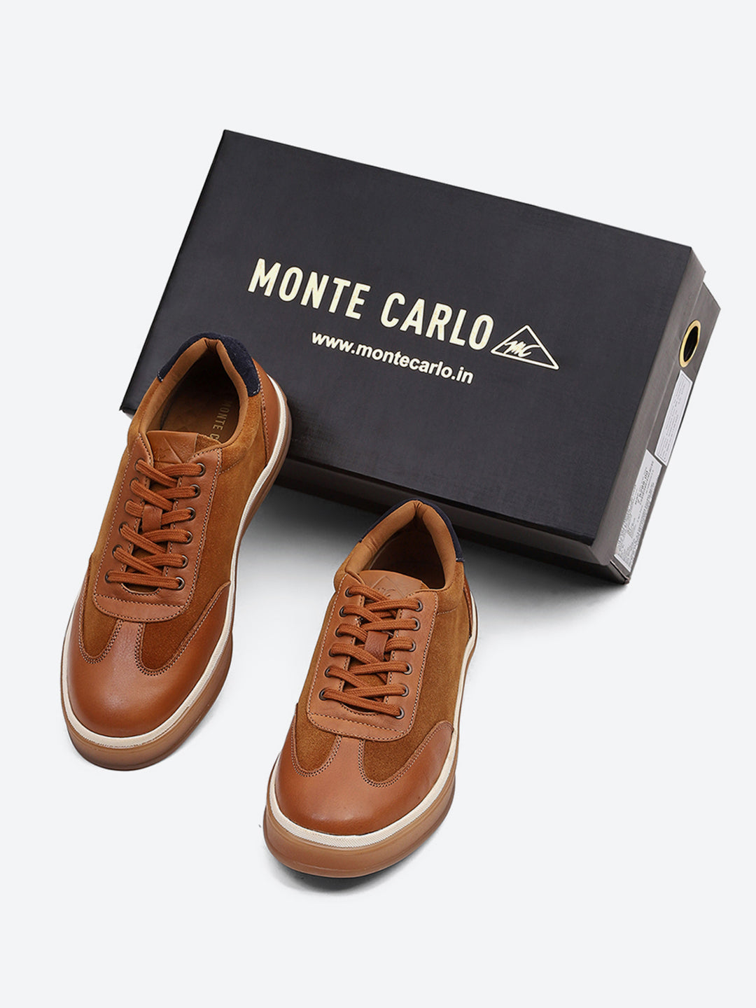 Men Tan Lace Up Genuine Leather Sneaker