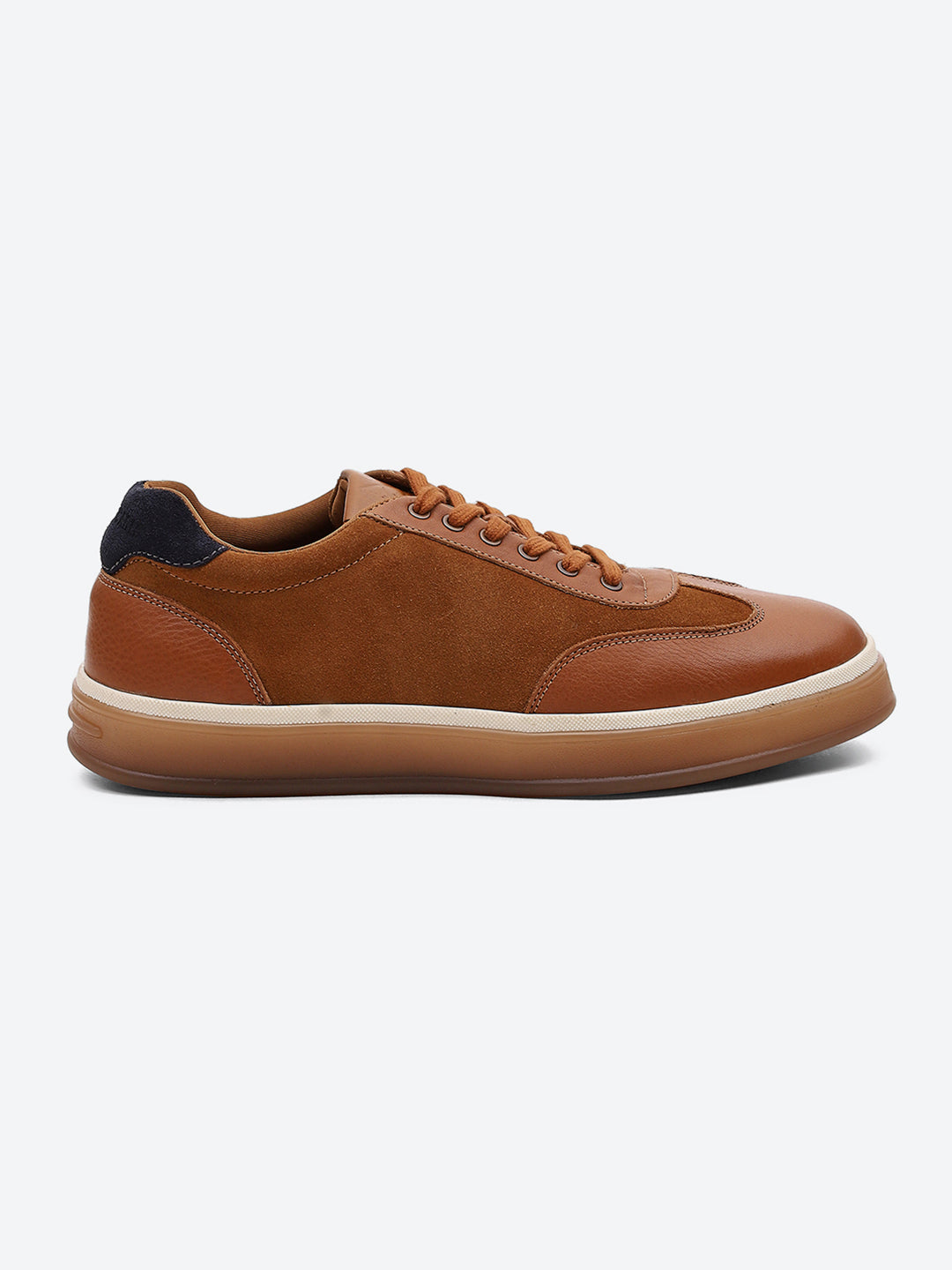 Men Tan Lace Up Genuine Leather Sneaker