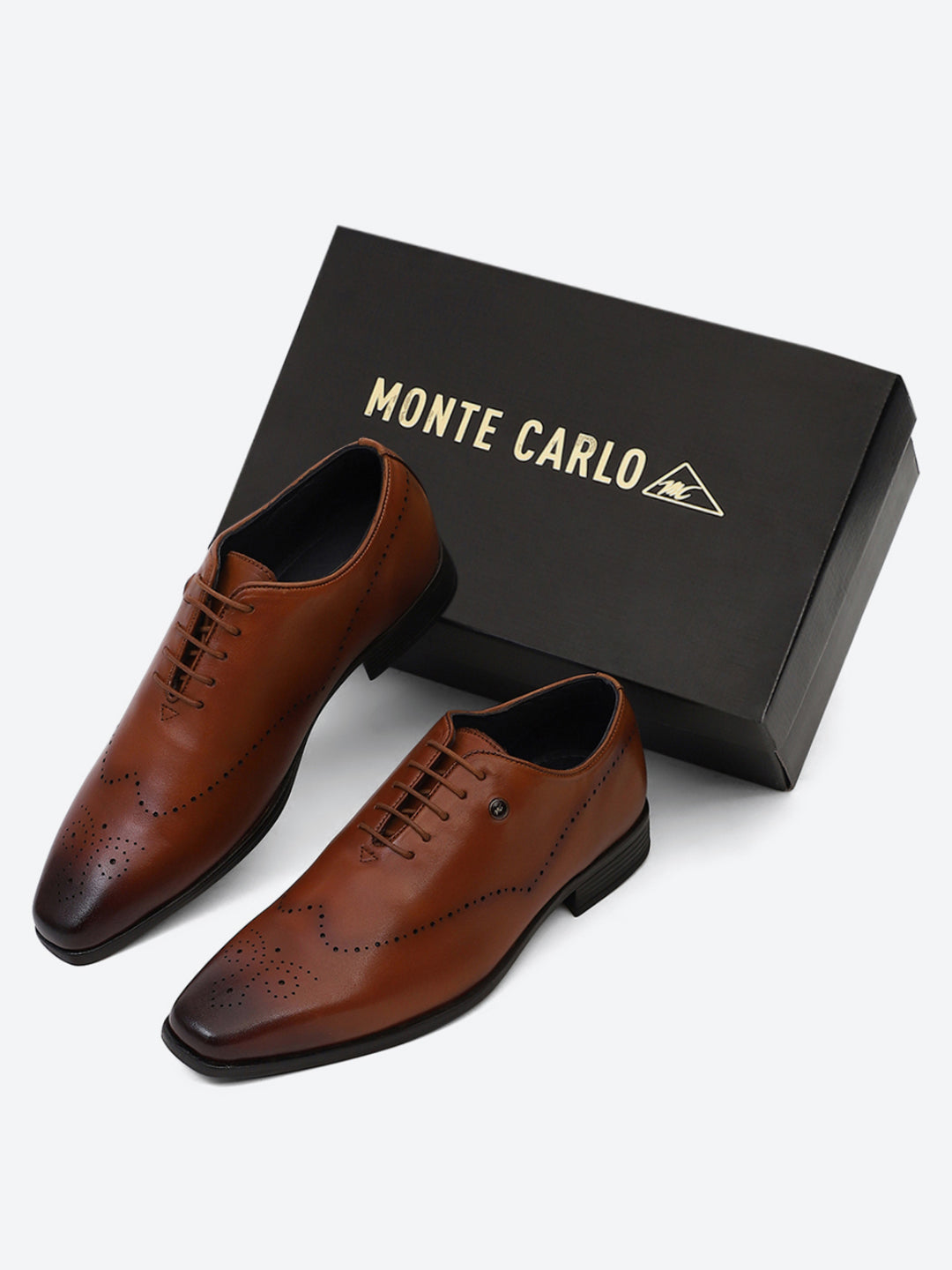 Men Tan Lace Up Genuine Leather Formal Oxfords