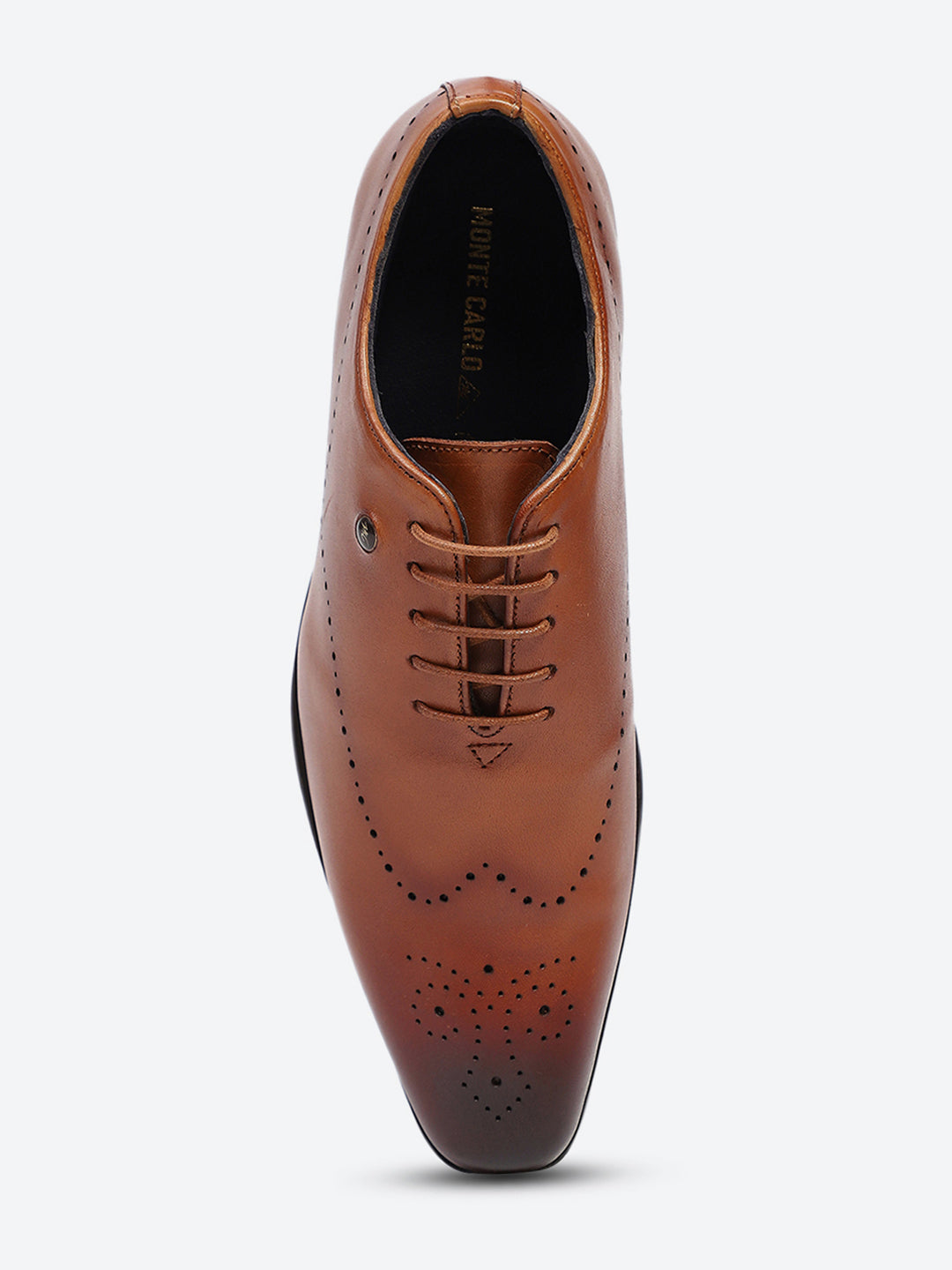 Men Tan Lace Up Genuine Leather Formal Oxfords