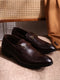 Men Brown Slip on Genuine Leather Horse-Bit Buckle Loafers