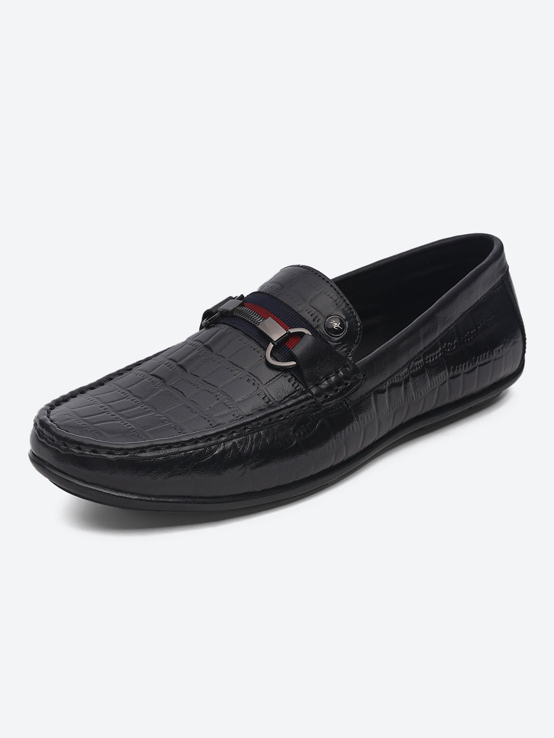 Men Black Slip on Leather Loafers