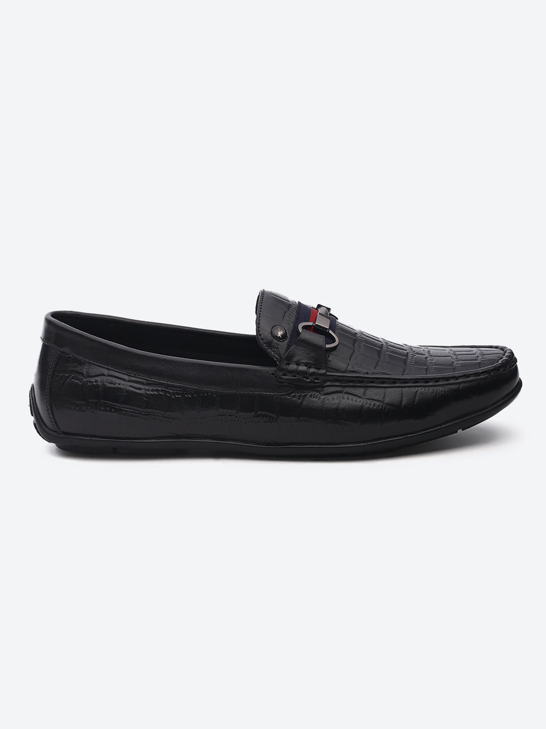 Men Black Slip on Leather Loafers