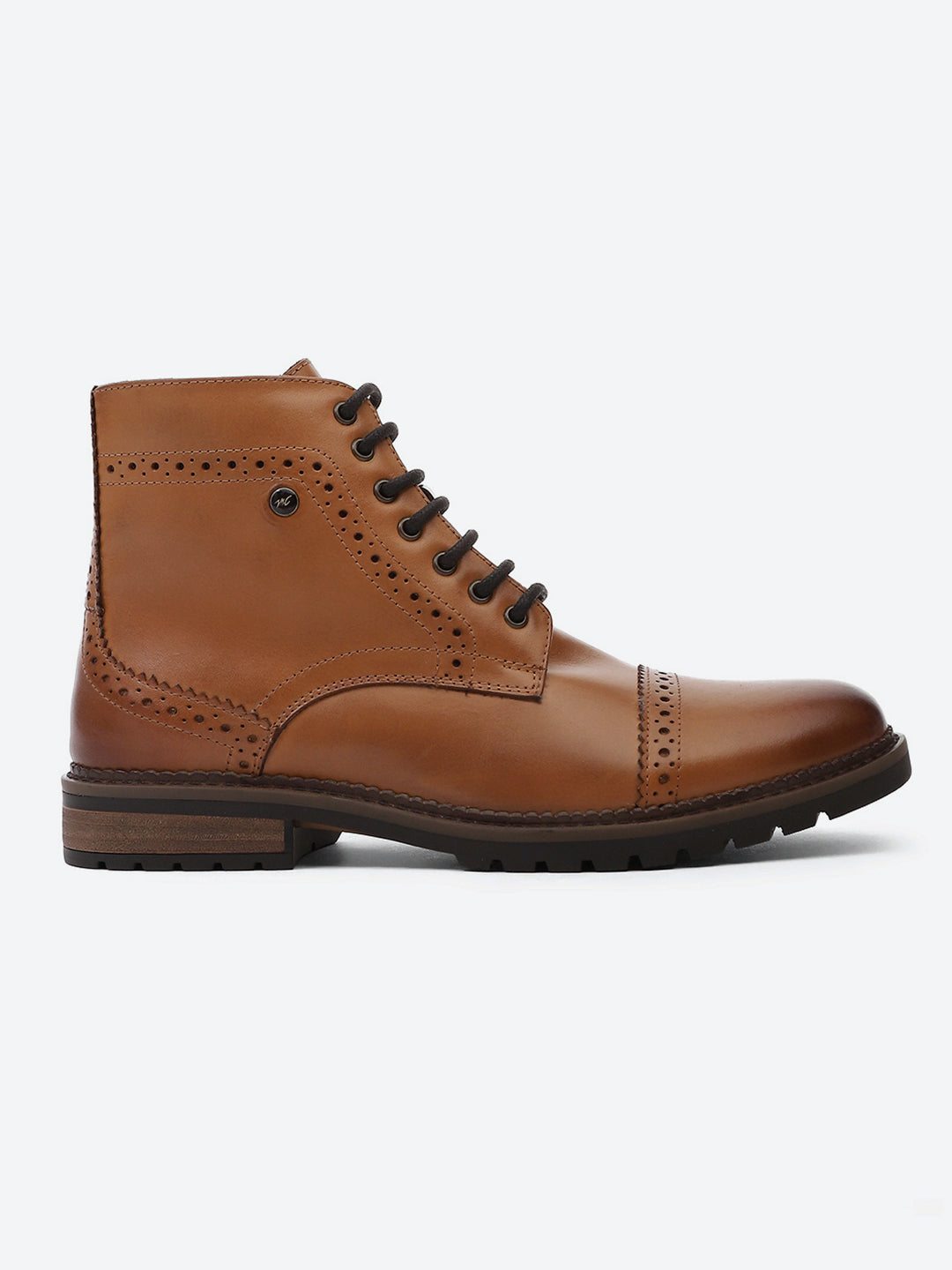 Men Tan Genuine Leather Lace Up Boots