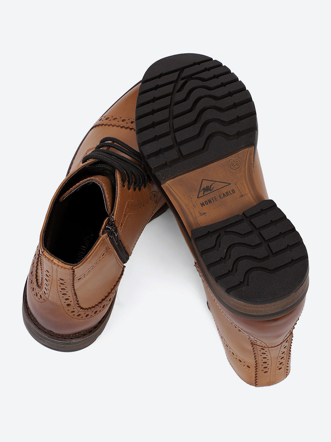 Men Tan Genuine Leather Lace Up Boots