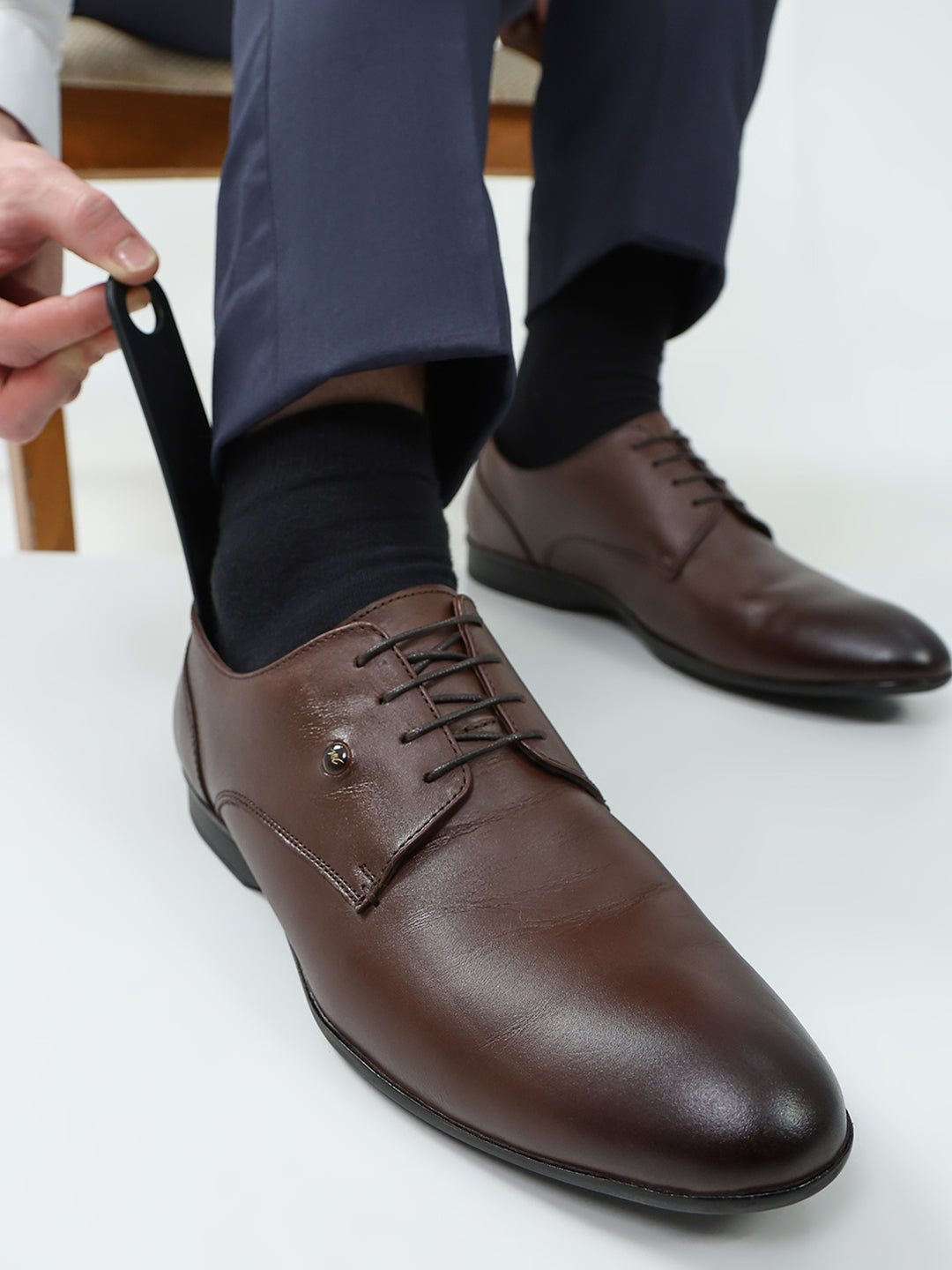 Men Tan Lace Up Genuine Leather Formal Derbys