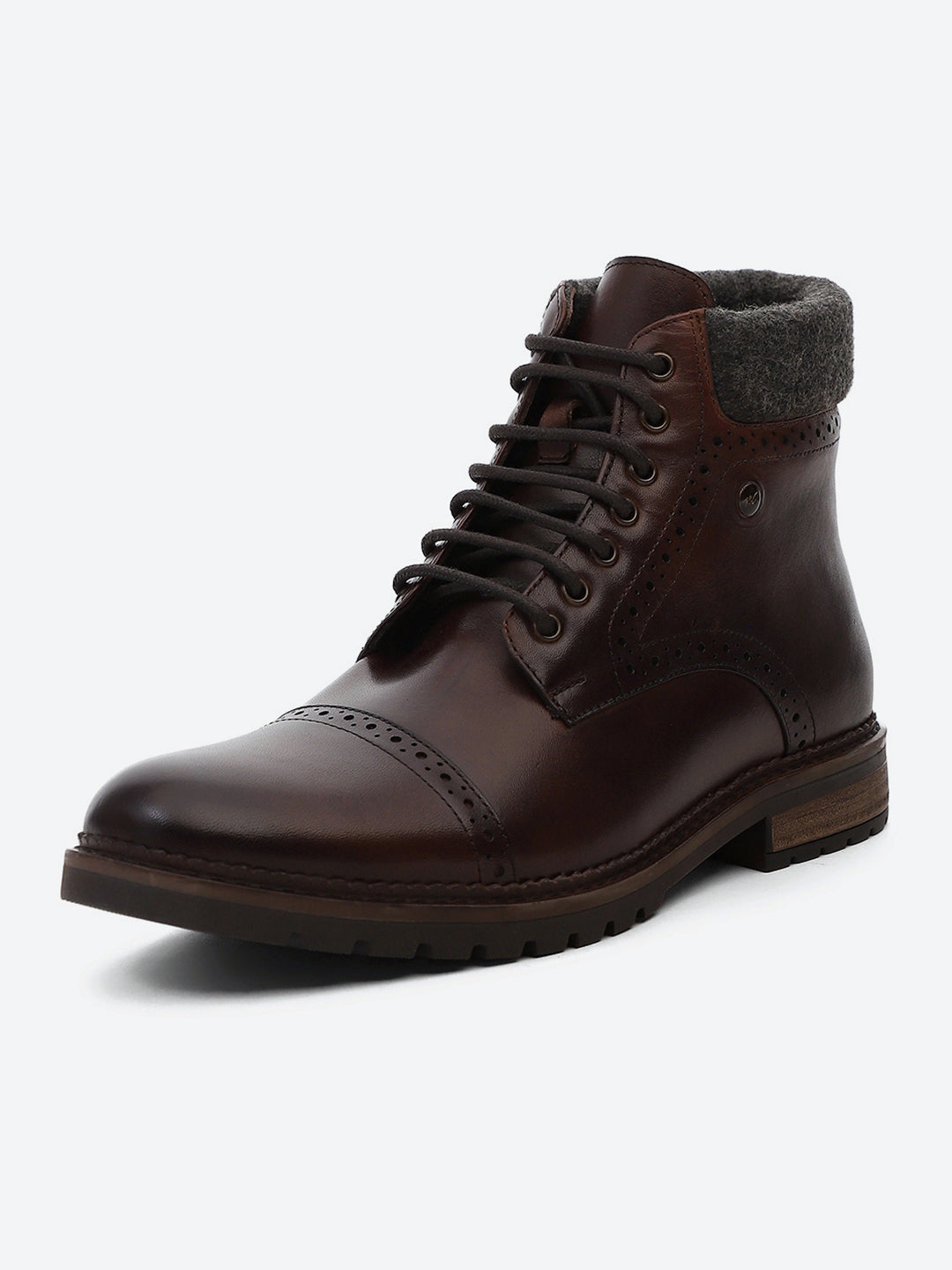 Men Brown Genuine Leather Lace Up Boots