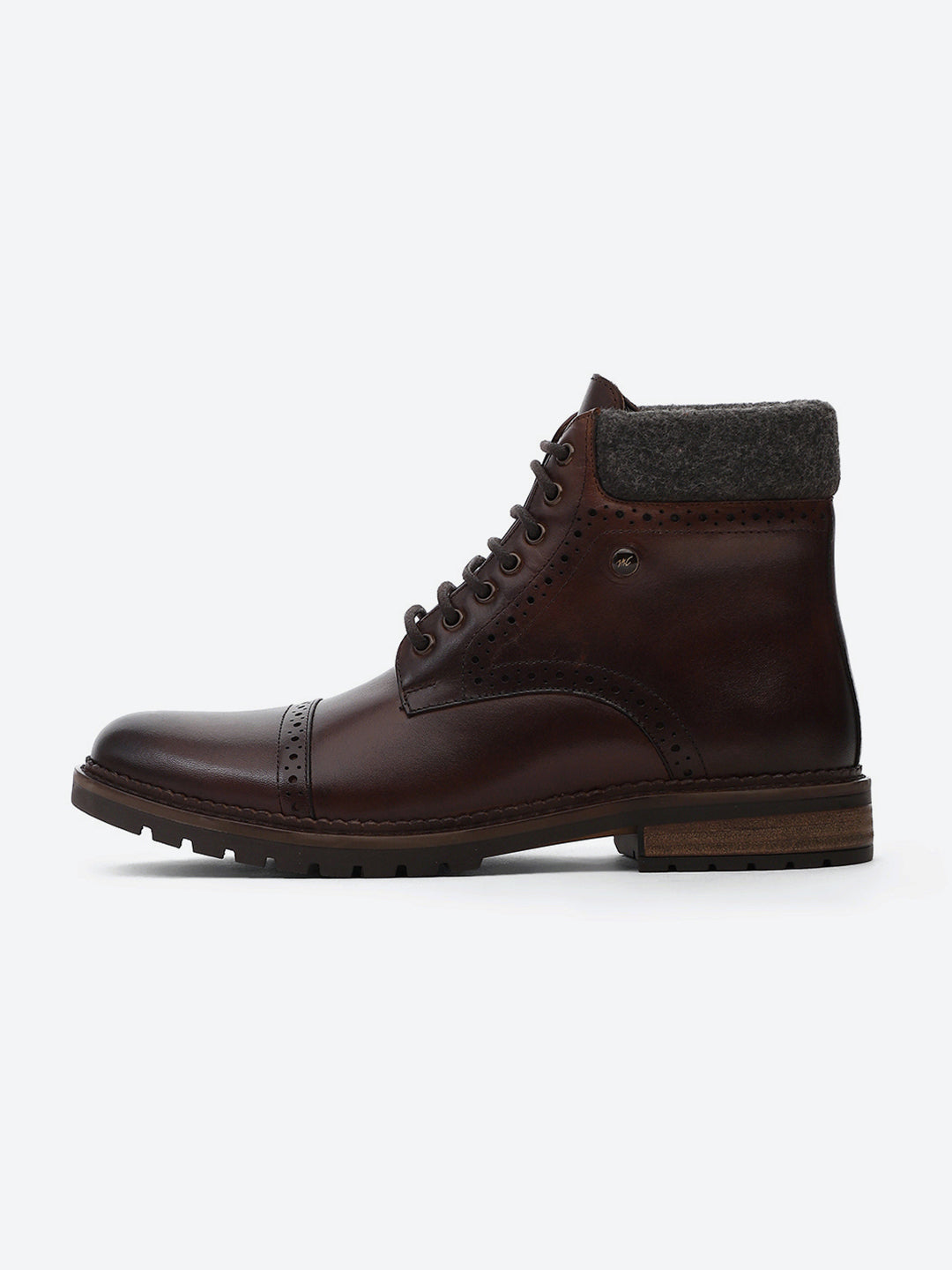 Men Brown Genuine Leather Lace Up Boots