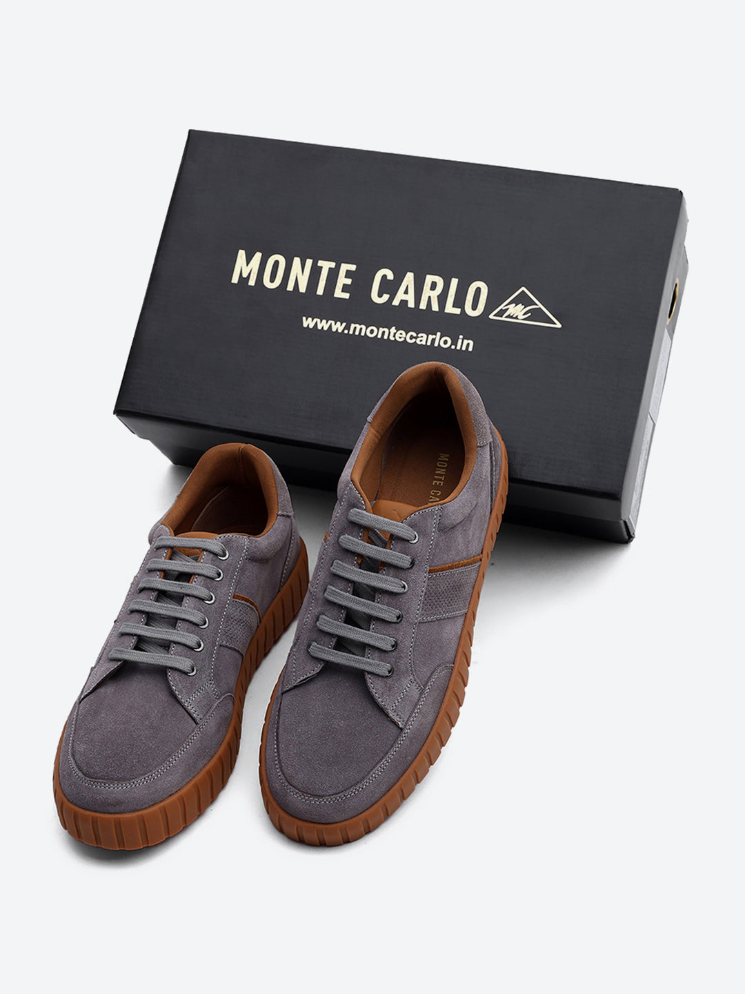 Men Grey Lace Up Genuine Leather Sneaker