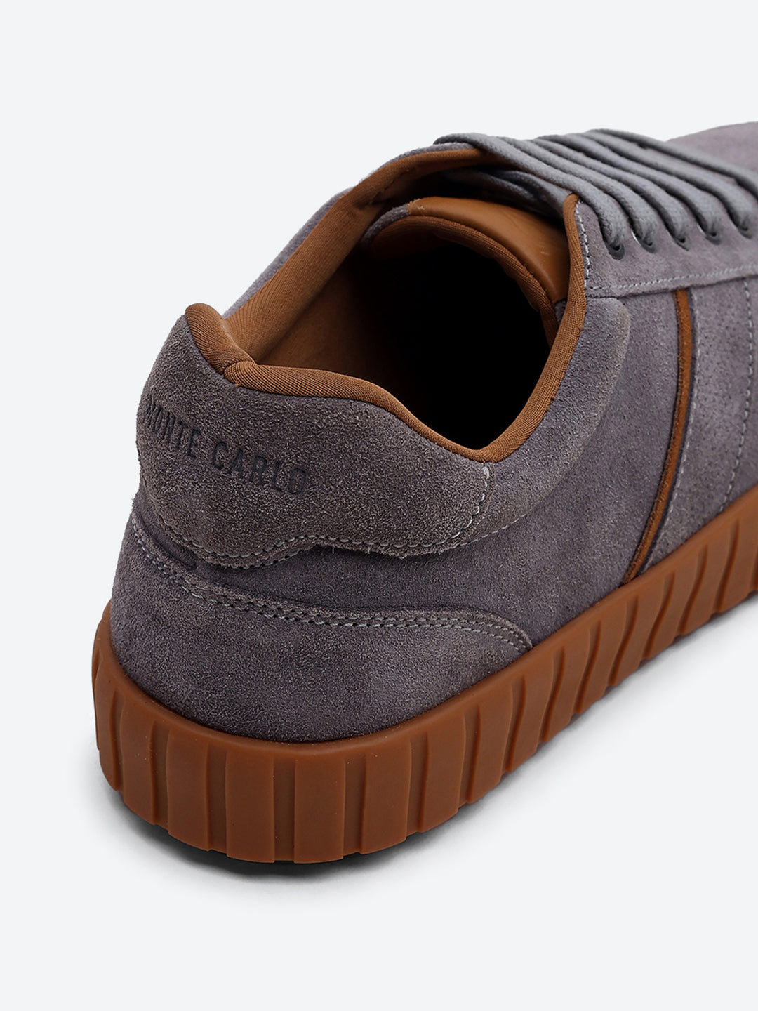 Men Grey Lace Up Genuine Leather Sneaker