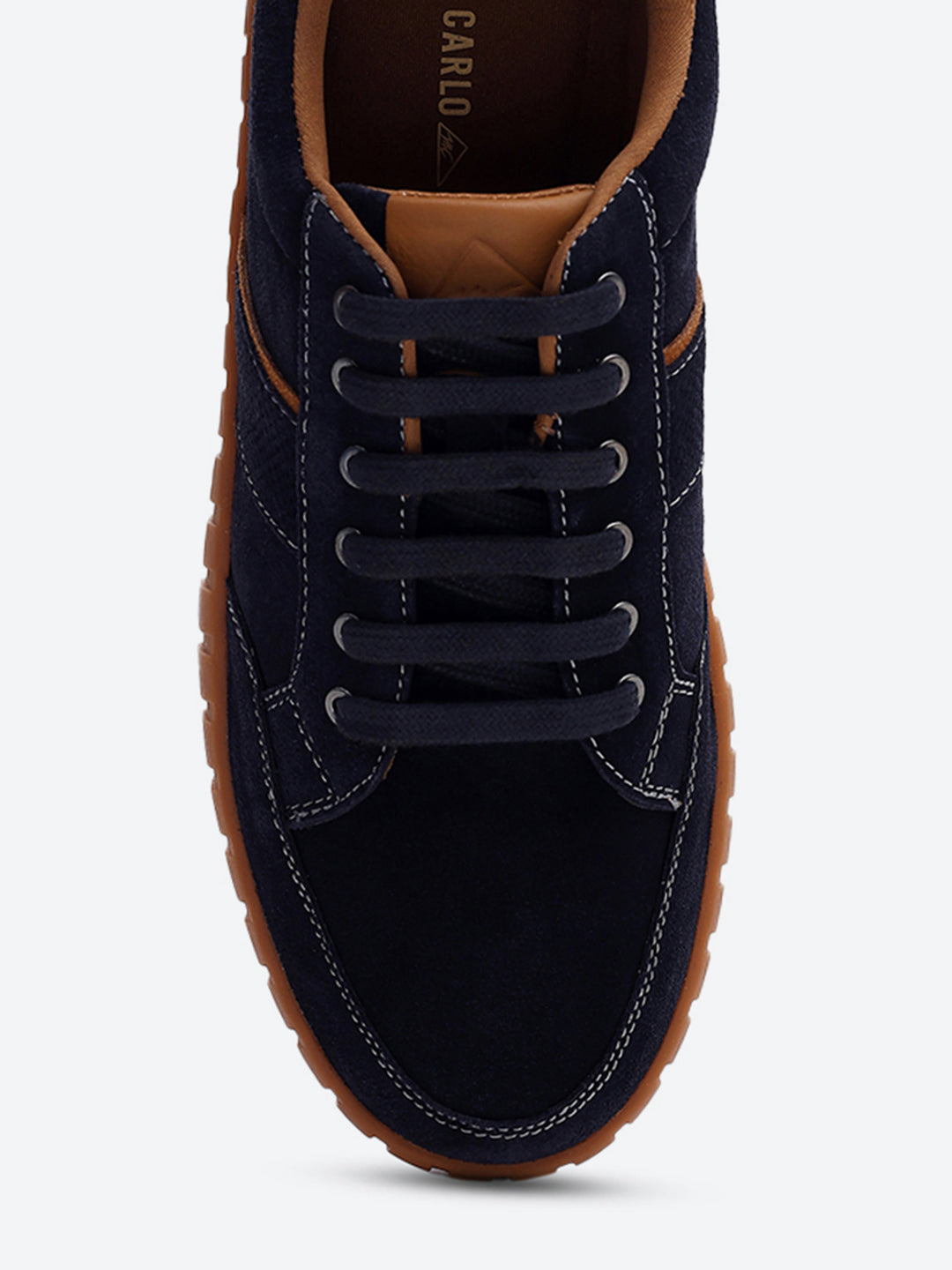 Men Blue Lace Up Genuine Leather Sneaker