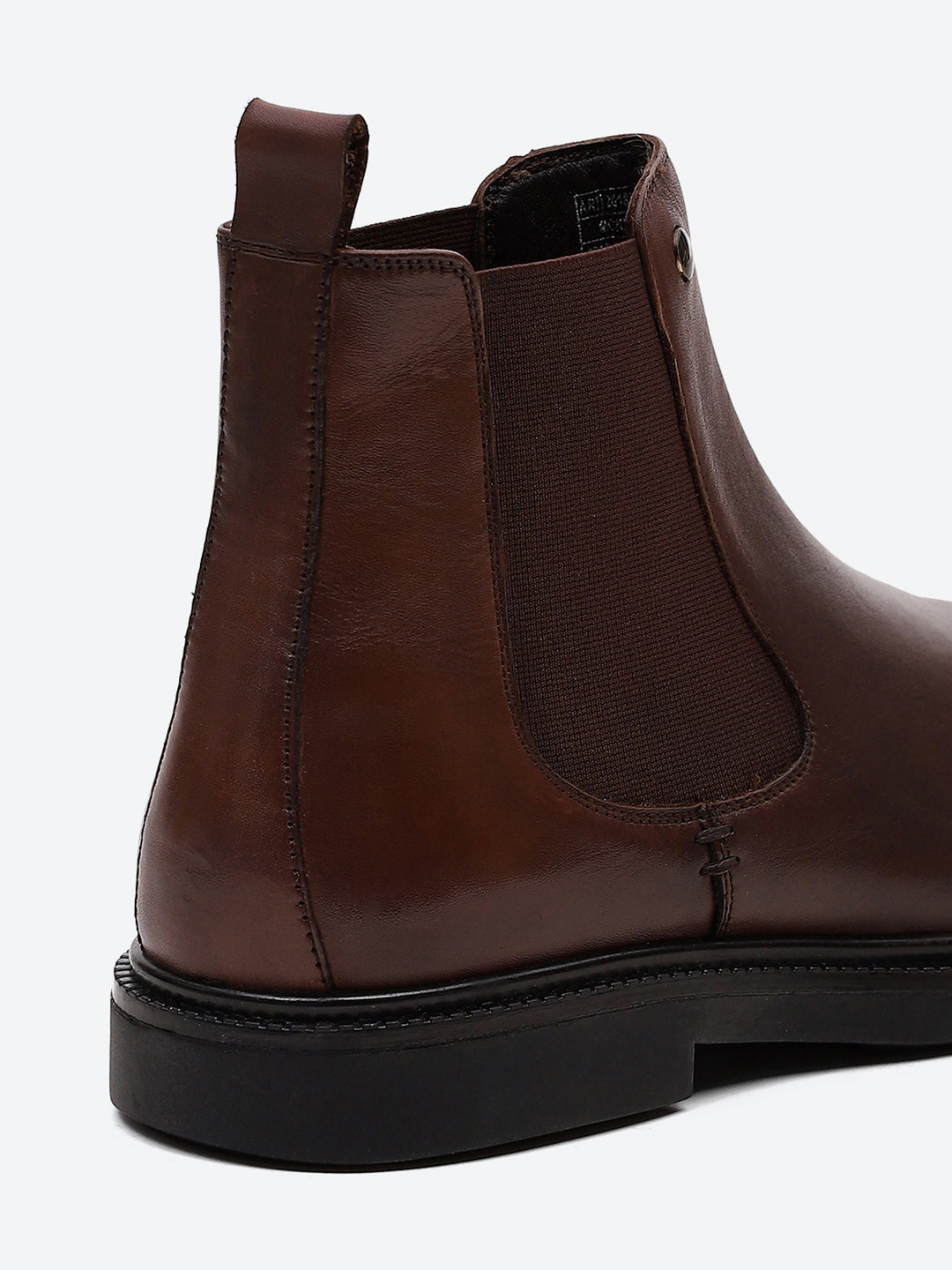 Men Brown Elastic Genuine Leather Chelsea Boots