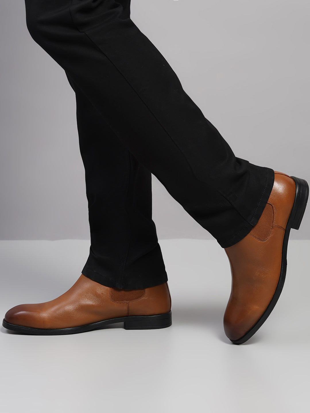 Monte Carlo Men's Tan Leather Chelsea Classic Slip-On Ankle Boots for Formal & Casual Wear