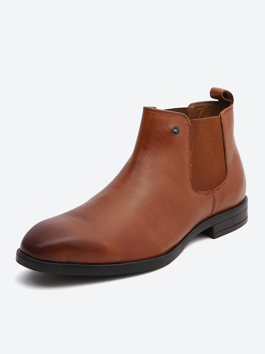 Monte Carlo Men's Tan Leather Chelsea Classic Slip-On Ankle Boots for Formal & Casual Wear